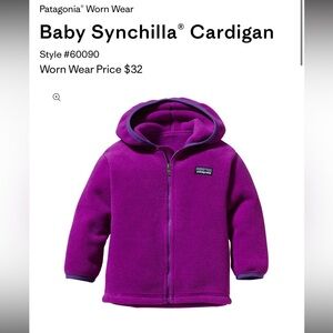 Patagonia Kids Baby Synchilla® Cardigan Size 4T